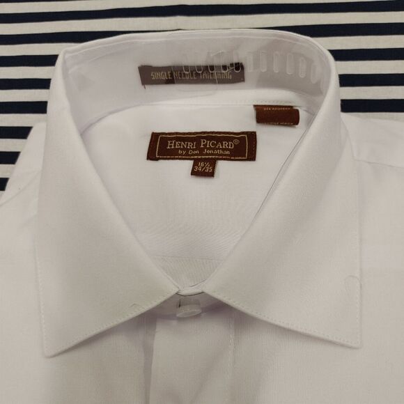 HENRI PICARD BY DON JONATHAN WHITE DRESS SHIRT. - Picture 3 of 3